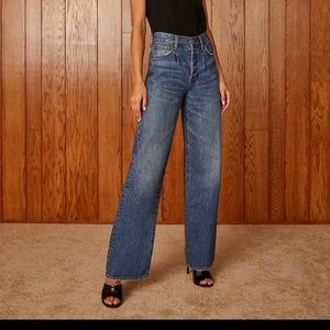 Wide leg mid rise jean